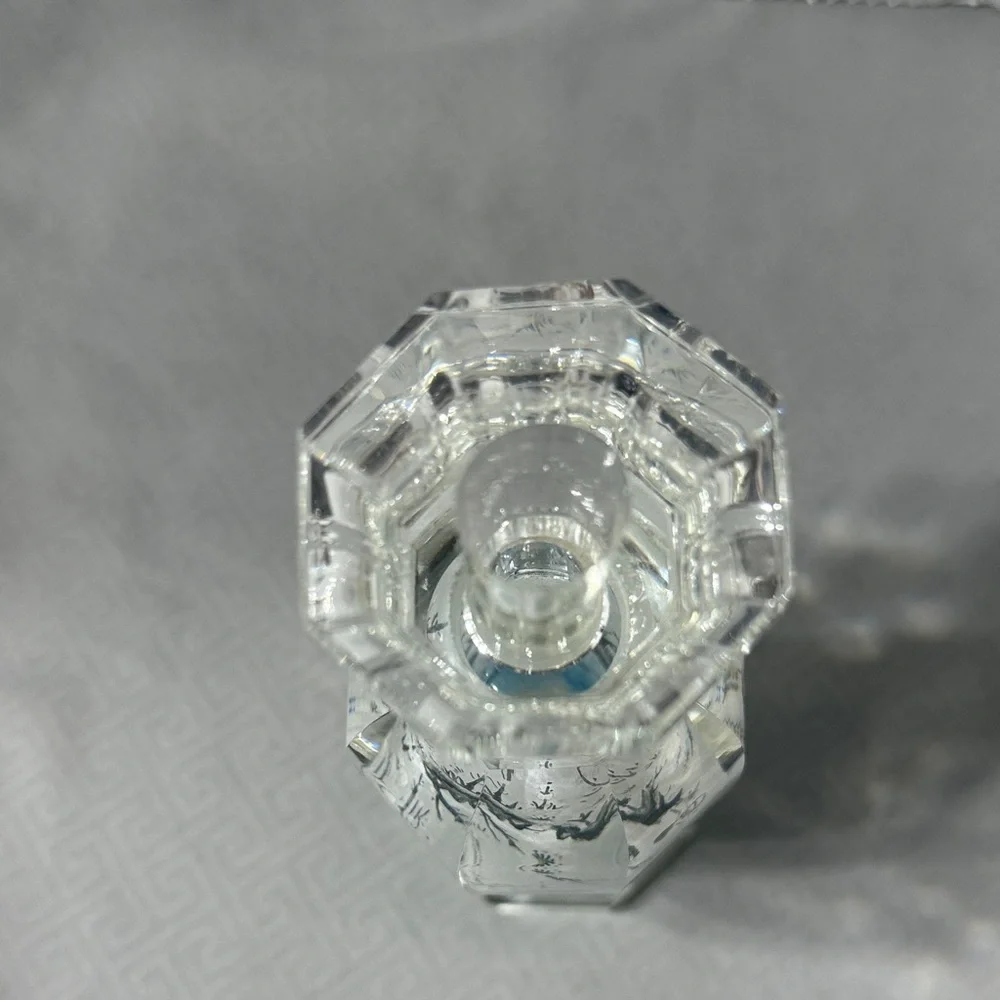 Vintage Collectible Reverse Painted Crystal Japanese Apple Blossom Gift Bud Vase